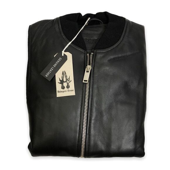 Bolongaro Trevor TALL Haden Leather Bomber Black Jacket Coat - Picture 3 of 10